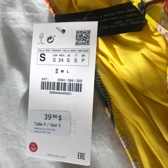 Zara yellow print cut-out bathing suit - Picture 5 of 5
